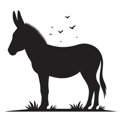 Simple Black Donkey Silhouette Vector