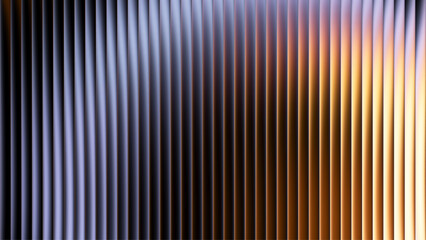 Luxury elegant metal ribbed surface background with gradient waves and soft reflections in retrofuturistic style for dynamic industrial design, high-tech aesthetic or trendy visual art project. Vector