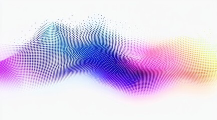 Abstract multicolored wave of pixelated data on white background