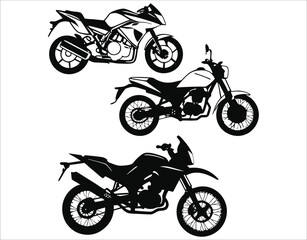 Black Motorcycle Silhouettes on White