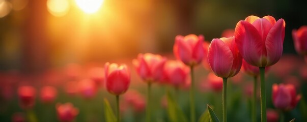 Sunset Illuminates Glowing Tulips Fantastical