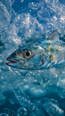 An innovative fish navigating through transforming plastic waste