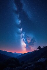 Naklejka premium Vast night sky, Big Dipper constellation prominent, starfield, Big Dipper