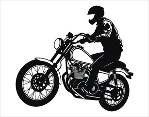 Motorcycle Rider in Black Silhouette