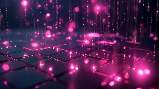 Vibrant pink particles dance over keyboard in futuristic technology scene - Powered by Adobe