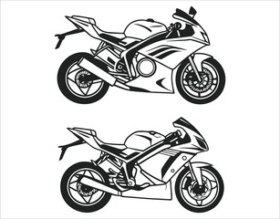 Obraz premium Set of Detailed Motorcycle Silhouettes