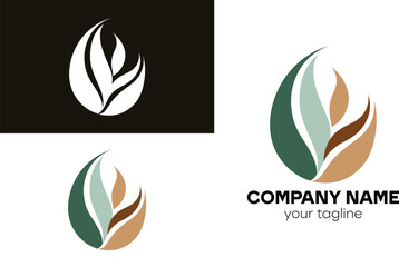Modern Nature Leaf Logo Design Eco Organic Brand Identity Symbol
