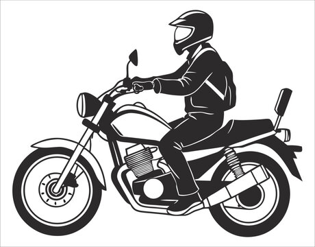 black and white motorcycle rider clip art preview