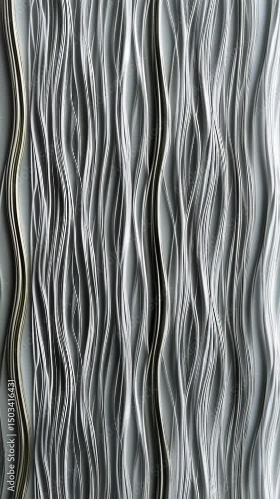 Poster elegant abstract wave pattern background with organic undulating silver and white lines forming a so