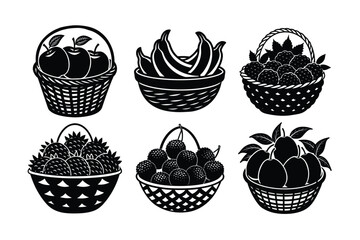 fruits basket vector illustration