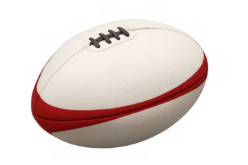 Classic white and red rugby ball rotating, isolated on transparent background, perfect for sports-themed projects