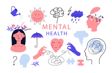 Mental Health Day .Vector Illustration