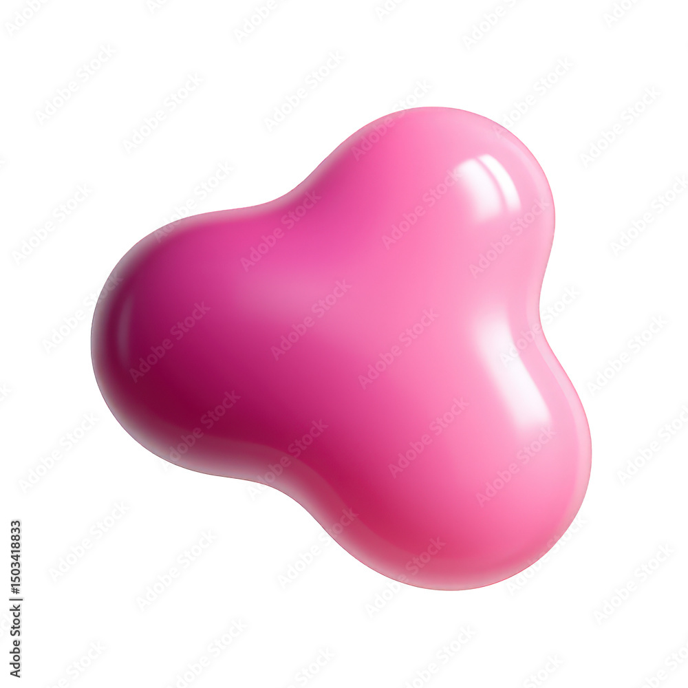 Poster pink blob abstract shape 3d render