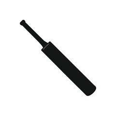 Black silhouette of a cricket bat isolated on a white background for sports and recreation