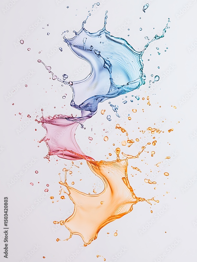 Poster abstract colorful liquid splashes rotating in gradient space