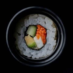A closeup of a fresh sushi roll for World Sushi Day Focus on the sushi
