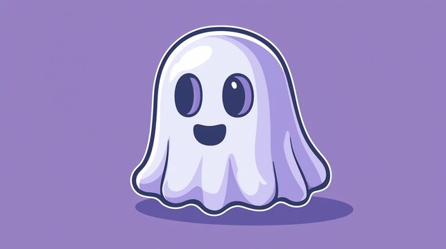 Naklejki Cute Ghost Cartoon on Purple Background