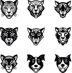 Fototapeta premium set of animals head logo vector art.