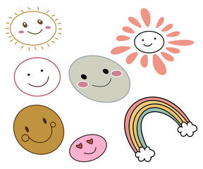Cute Smiley Face and Rainbow Clipart for Kids and Crafts