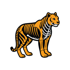 Tiger in skeleton costume for Halloween animal vector theme  