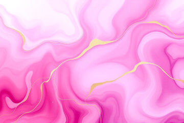 Obraz premium Vibrant abstract flowing light pink and dark purple hues with delicate gold accents, Generative AI