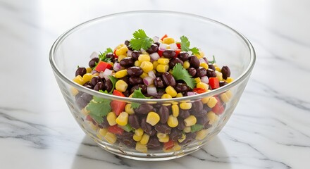 Black Bean and Corn Salad in a Glass Bowl - Healthy Food