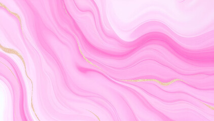 Vibrant abstract flowing light pink and dark purple hues with delicate gold accents, Generative AI