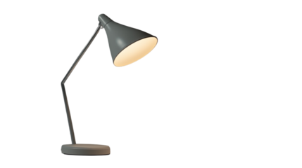 Gray desk lamp illuminating on a transparent background