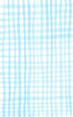 Background with hand painted light blue plaid watercolor stripes. Rough shapes for summer, italian design, menu, web, banners