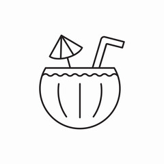 straw drink cocktail coconut icon sign vector