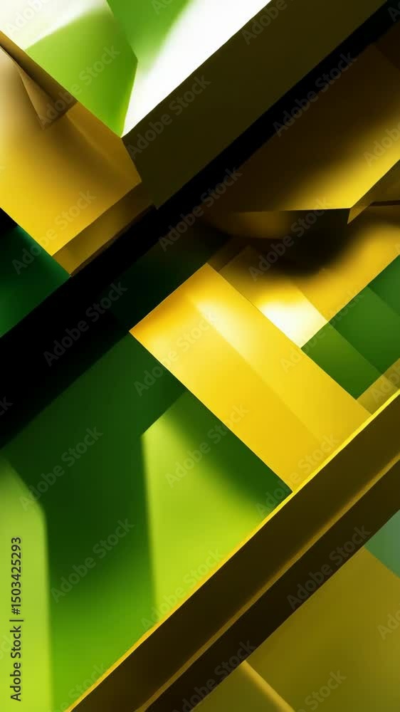 Poster modern abstract background featuring overlapping green and yellow geometric shapes in a dynamic comp