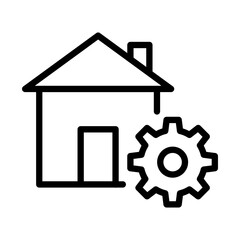 House management outline icon. Asset management icon isolated on white background. Transparent background, minimalist symbol. Vector images	