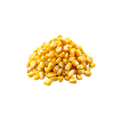 Fototapeta premium A pile of yellow corn grains isolated on a transparent background, in a PNG format