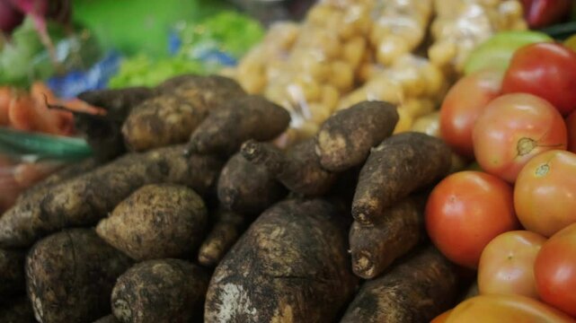 Paneo vegetales mercado campesino en repisa