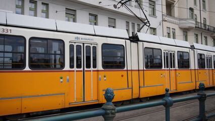 famous yellow tram in budapest