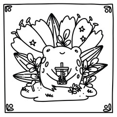 coloring page with frog