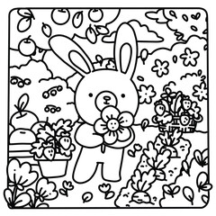 coloring page with bunny