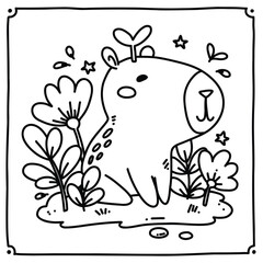 coloring page with capybara