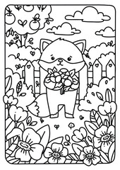 coloring page with fox