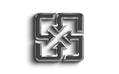 Obraz premium Abstract Shaped Silver Metallic element On a transparant Background