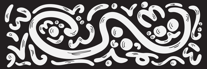Creative minimalist hand-drawn random lines design contains random freehand Arabic letters without specific meaning in English, spontaneous lines, and vector illustrations.
