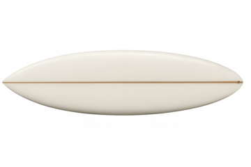 Classic white surfboard isolated on transparent background, offering ample copy space for text or design elements