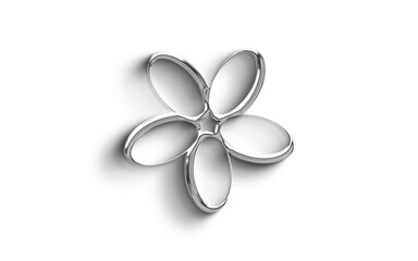 Abstract Metallic Silver Shaped  element Object On a transparant Background