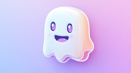 Cute Ghost Design on Pastel Gradient