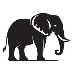 Majestic Black Elephant Silhouette Vector