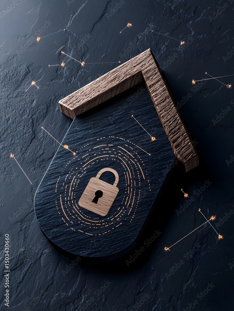 Poster abstract digital key lock concept with fingerprint scanner