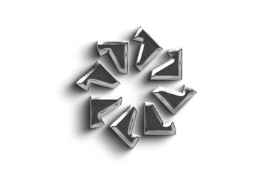 Abstract  Metallic  Silver element Object On a transparant Background