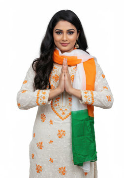 Indian independence day woman tricolor fashion