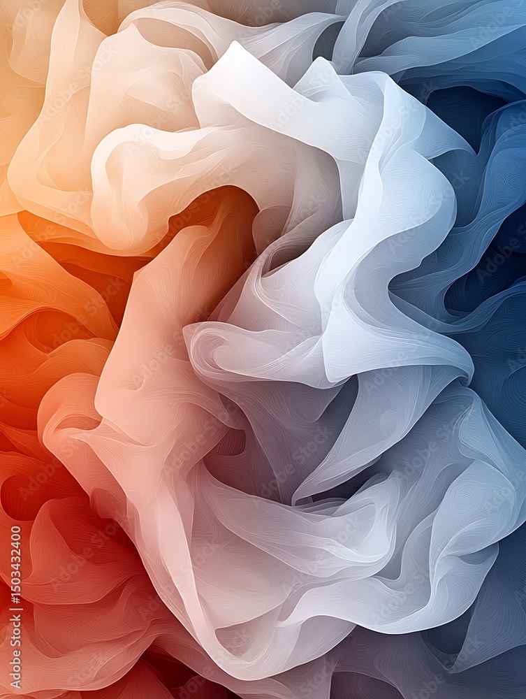 Poster abstract fabric texture with flowing waves and gradient colors