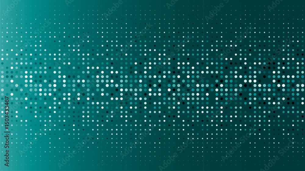 Leinwandbilder white dots gradient on teal background, dynamic digital pattern, futuristic pixel matrix, abstract m